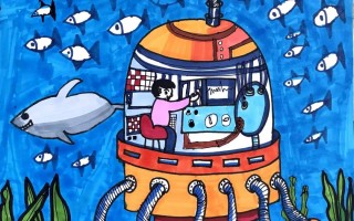 儿童绘画科技感 绝美素材~海底科创 未来城市 小学科技创新作品~绘画一等奖获奖作品